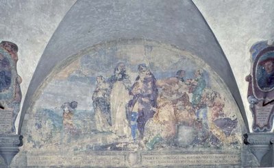 St. Antoninus Preaches to a Merchant whom He Saved from a Terrible Storm, lunette by Alessandro Tiarini