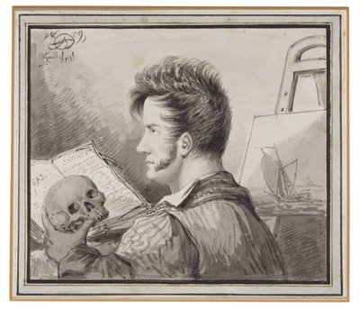 Self-portrait as a Young Man with Skull by Alexander Orlowski