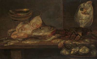 Still Life with Fish, Lobster, and Oysters on a Table by Alexander Adriaenssen