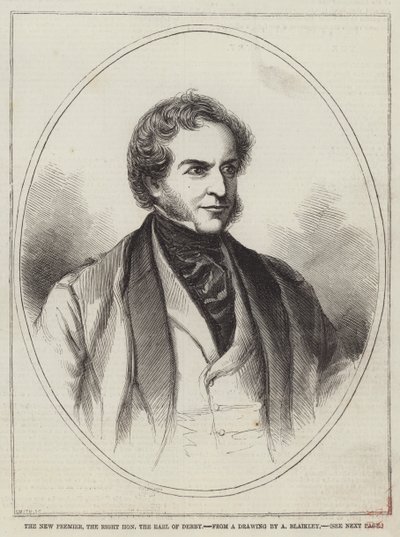 The New Premier, the Right Honourable the Earl of Derby by Alexander Blaikley