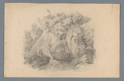 Landscape with Man Sitting by a Waterfall by Alexander Cranendoncq