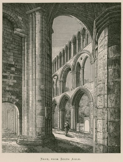 Jedburgh Abbey, Nave, from South Aisle by Alexander Francis Lydon
