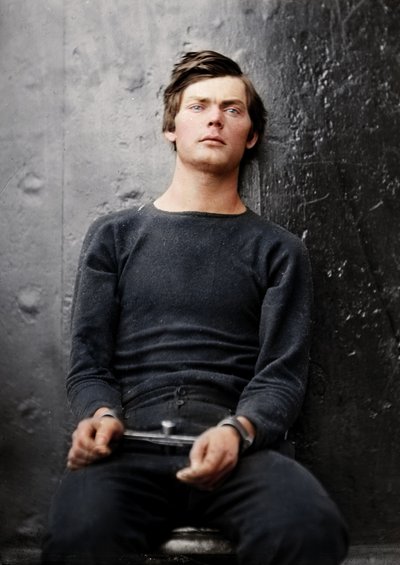 Lewis Powell in Wrist Irons Aboard the USS Saugus by Alexander Gardner