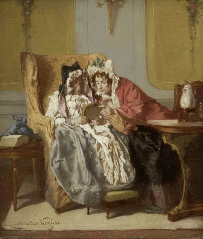 Two Ladies Examining a Little Painting by Alexander Hugo Bakker Korff