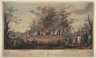 Prince Regent, William III of Prussia, Alexander I, General Blücher and Hetman Platov review troops by Alexander Ivanovich Sauerweid