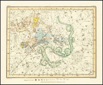 1822 - Ursa Minor - Little Bear also Showing Cassiopeia, Draco & Cepheus by Alexander Jamieson