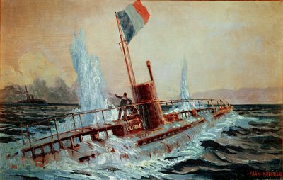 An Austrian battleship sinks the French submarine Curie by Alexander Kirchner