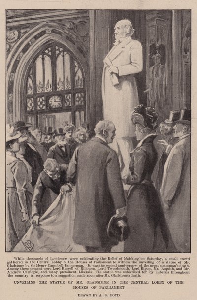 Unveiling the Statue of Mr Gladstone in the Central Lobby of the Houses of Parliament by Alexander Stuart Boyd