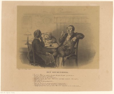 Man and women at table (The Kitchen Book) by Alexander Ver Huell