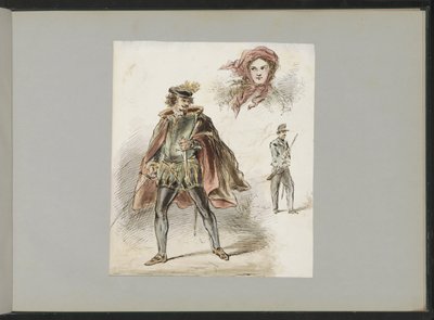 Man in Historical Costume, a Woman with Headscarf, and a Soldier by Alexander Ver Huell