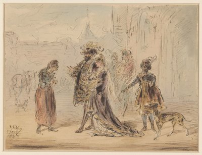Noble Man and Woman in Conversation with an Old Woman by Alexander Ver Huell