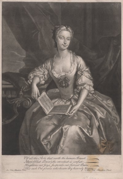 Mrs Clive, Of all the Arts that sooth the human brest... by Alexander van Haecken