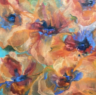 Vibrant Abstract Poppies by Alexandra Higgins