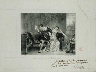 The Letter Scene from the Opera The Barber of Seville by Rossini engraved by Villain de Sevres by Alexandre Evariste Fragonard