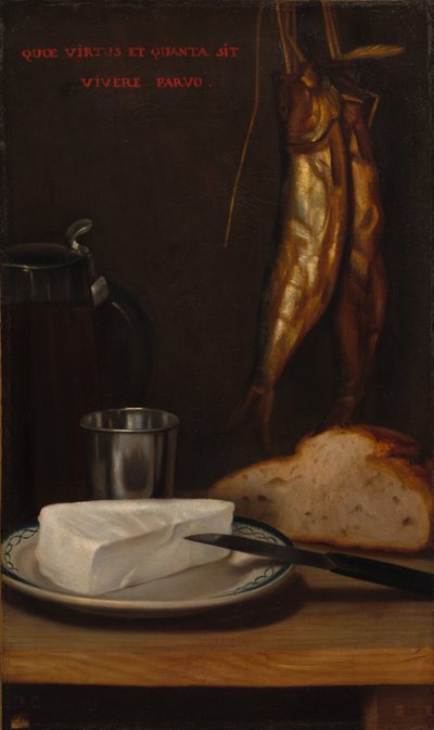 Still Life with Herring, Bread, and Cheese by Alexandre Gabriel Decamps