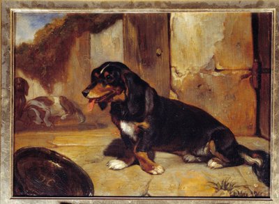Un chien basset Dogs de chasse au repos by Alexandre Gabriel Decamps
