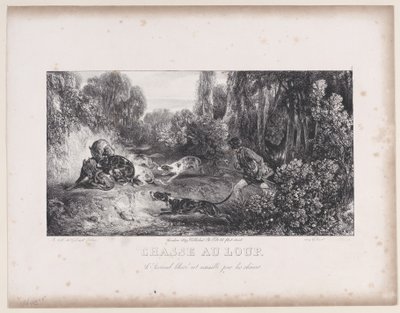 Wolf Hunt: Wounded Animal Attacked by Dogs, from the Series Hunting Scenes by Alexandre Gabriel Decamps