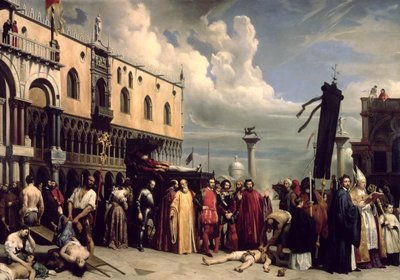 Funerary honours given to Titian who died in Venice in the plague of 1576 by Alexandre Jean Baptiste Hesse