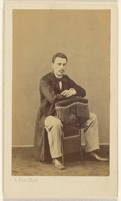 Man with Moustache, Seated, with Front to Back of Fringed Chair by Alexandre Ken