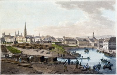 View of Vienna from the coast of Leopold-Stadt (works on the dock) - in “Picturesque trip to Austria by Count Alexandre de Laborde”, Paris, ed. Elder Didot by Alexandre de Laborde