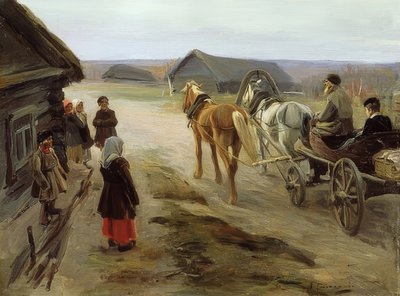 Arrival of a Schoolteacher in the Village. 1908-14 by Alexei Steipanovitch Stepanov