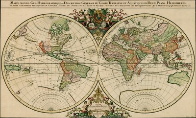 1691 Map of the World by Alexis Hubert Jaillot