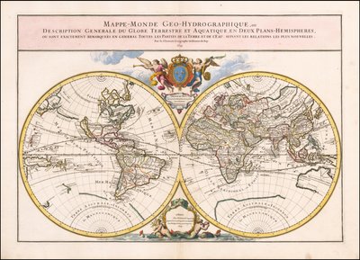 1699 Map of the World by Alexis Hubert Jaillot