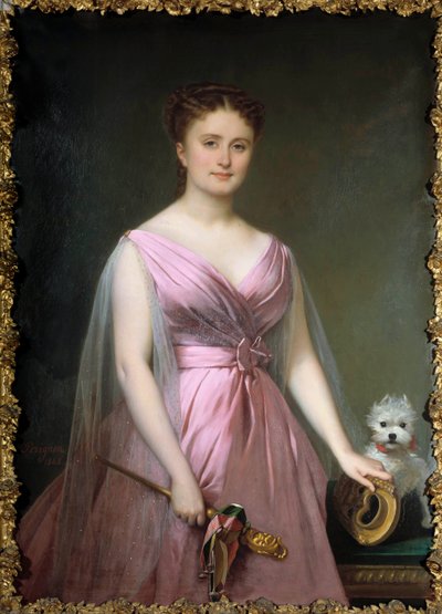 Portrait of the theatre comedian Hortense Schneider in madness by Alexis Nicolas Perignon
