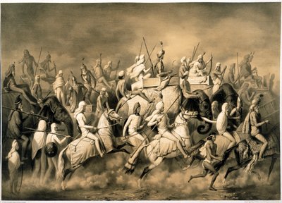 Maharaja Sher Singh of the Punjab and his entourage out hunting by Alexis Prince Soltykoff