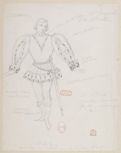 The Sorceress - Costume Designs - (René), M. Gueymard, 3rd Costume, 3rd and 4th Acts by Alfred Albert