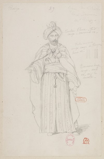 The Sorceress - Costume Designs - Chess Game, Saracen King. M. Bion by Alfred Albert