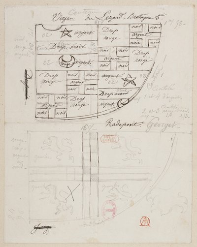 The Sorceress - Costume Designs - (Coat of Arms). Vizieu du Lézard, Brittany. MM. Couteau, Radepont, Georget by Alfred Albert