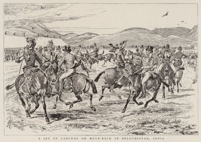 A Set of Lancers on Mule-Back in Beluchistan, India by Alfred Chantrey Corbould