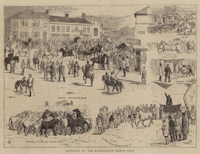 Jottings at the Horncastle Horse Fair by Alfred Chantrey Corbould