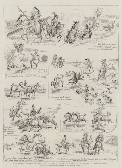 Red Shirt and Broncho Bill are invited to Hunt by a Master of Hounds in Hertfordshire by Alfred Chantrey Corbould