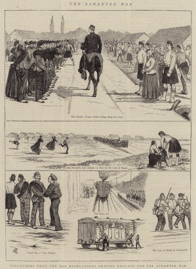 The Ashantee War, Volunteers from the 79th Highlanders Leaving England for the Ashantee War by Alfred Chantrey Corbould