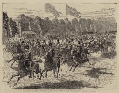 The Review in Windsor Park Before Her Majesty and the Shah, the Artillery Passing at a Gallop by Alfred Chantrey Corbould