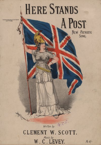 Here Stands a Post, New Patriotic Song - Britannia holding the Union Jack by Alfred Concanen