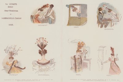 Facsimiles of Original Water Colour Drawings, Designed to Satirise the Fashion in Female Head-Dresses of the Year 1828 by Alfred Edward Chalon