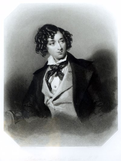 Portrait of Benjamin Disraeli Esquire (1804-81) M.P., Engraved by H. Robinson by Alfred Edward Chalon