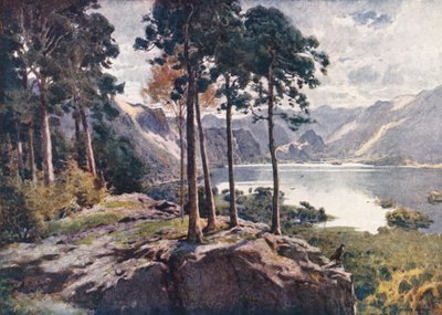 Lake District: Derwentwater, from Castle Head, a bright morning by Alfred Heaton Cooper