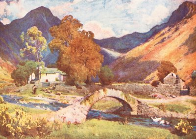 Lake District: Wastdalehead and Great Gable, towards evening in autumn by Alfred Heaton Cooper