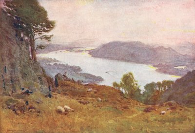 Lake District: Windermere from Wansfell, Sunset by Alfred Heaton Cooper