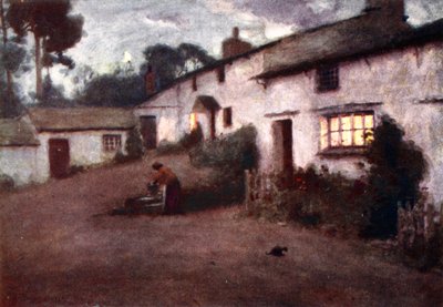 Moonlight and Lamplight - Consiton Village, from a portfolio of prints from the original watercolours, c.1920 by Alfred Heaton Cooper