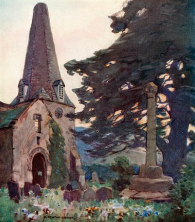 Porlock Church and Cross by Alfred Heaton Cooper