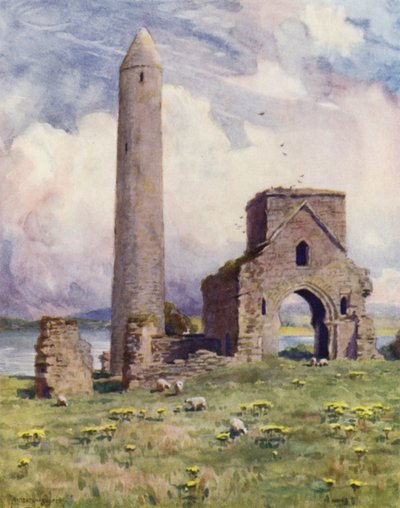 The Round Tower and Abbey, Devenish Isle by Alfred Heaton Cooper