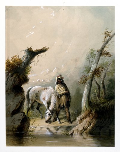 Auguste and His Horse by Alfred Jacob Miller