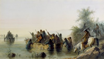Bull Boating by Alfred Jacob Miller