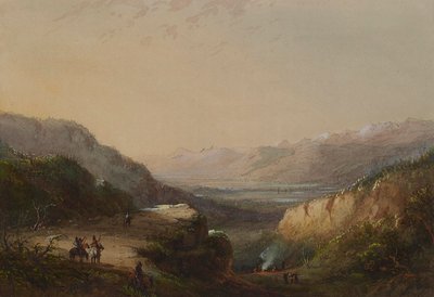 Distant View Of Lake (Mountain of Winds) by Alfred Jacob Miller