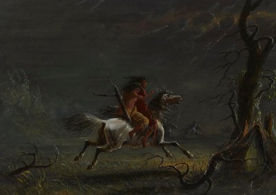 Indians in a Storm: Night Scene by Alfred Jacob Miller